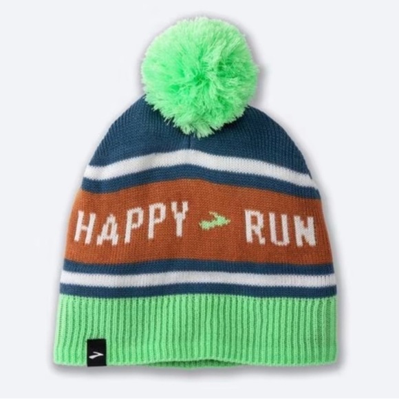 Brooks Unisex Run Happy Heritage Pom Beanie New with tags! - Picture 1 of 10